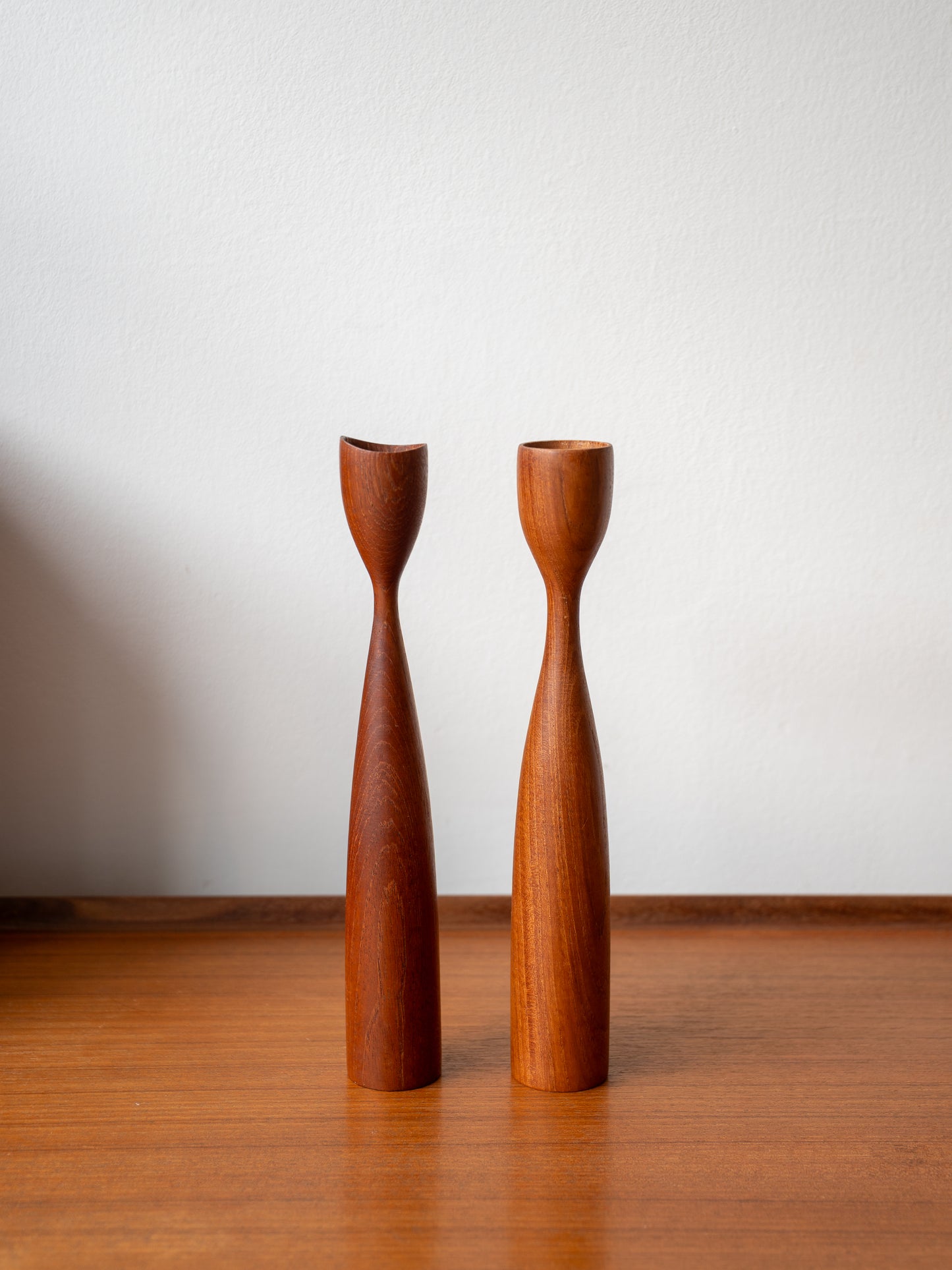 Pair of Danish Teak Candle Holders (1960s)