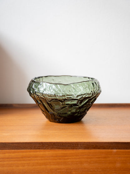 'Brutalist' Conical glass Bowl Göte Augustsson (Swedish 1917-2004) for Ruda Glasbruk (1970s)