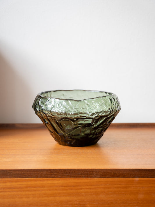'Brutalist' Conical glass Bowl Göte Augustsson (Swedish 1917-2004) for Ruda Glasbruk (1970s)