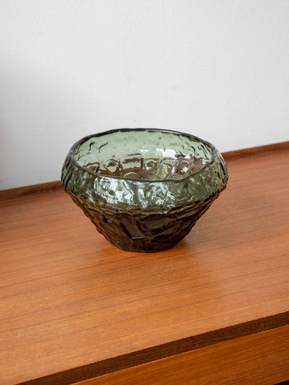 'Brutalist' Conical glass Bowl Göte Augustsson (Swedish 1917-2004) for Ruda Glasbruk (1970s)