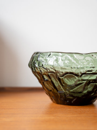 'Brutalist' Conical glass Bowl Göte Augustsson (Swedish 1917-2004) for Ruda Glasbruk (1970s)
