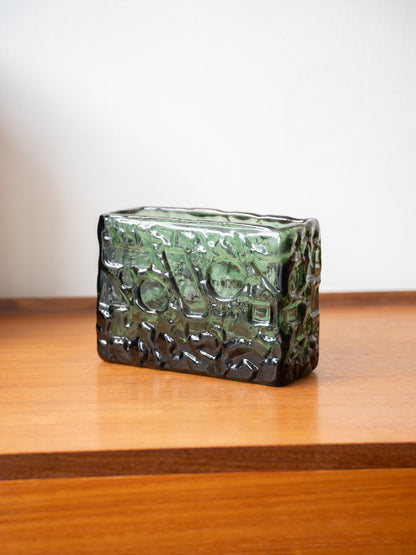 'Brutalist' Slab Vase  by Göte Augustsson (Swedish 1917-2004) for Ruda Glasbruk (1960's/70s)