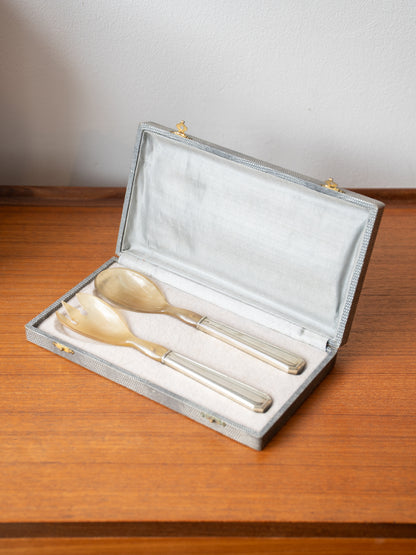 Silver-Plated and Horn Salad Servers by Vulcain (1950s)