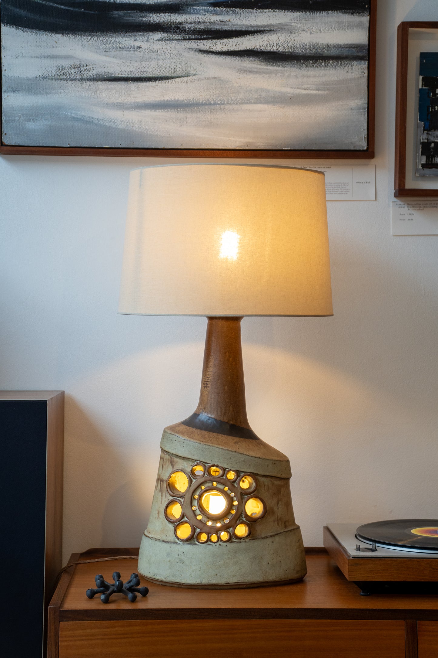Brutalist, double bulb design Pottery Lamp by Shelf Pottery, Halifax (1970s) UK