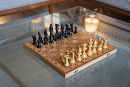 Folding Wooden Travel Chess & Backgammon Set, (1970s)