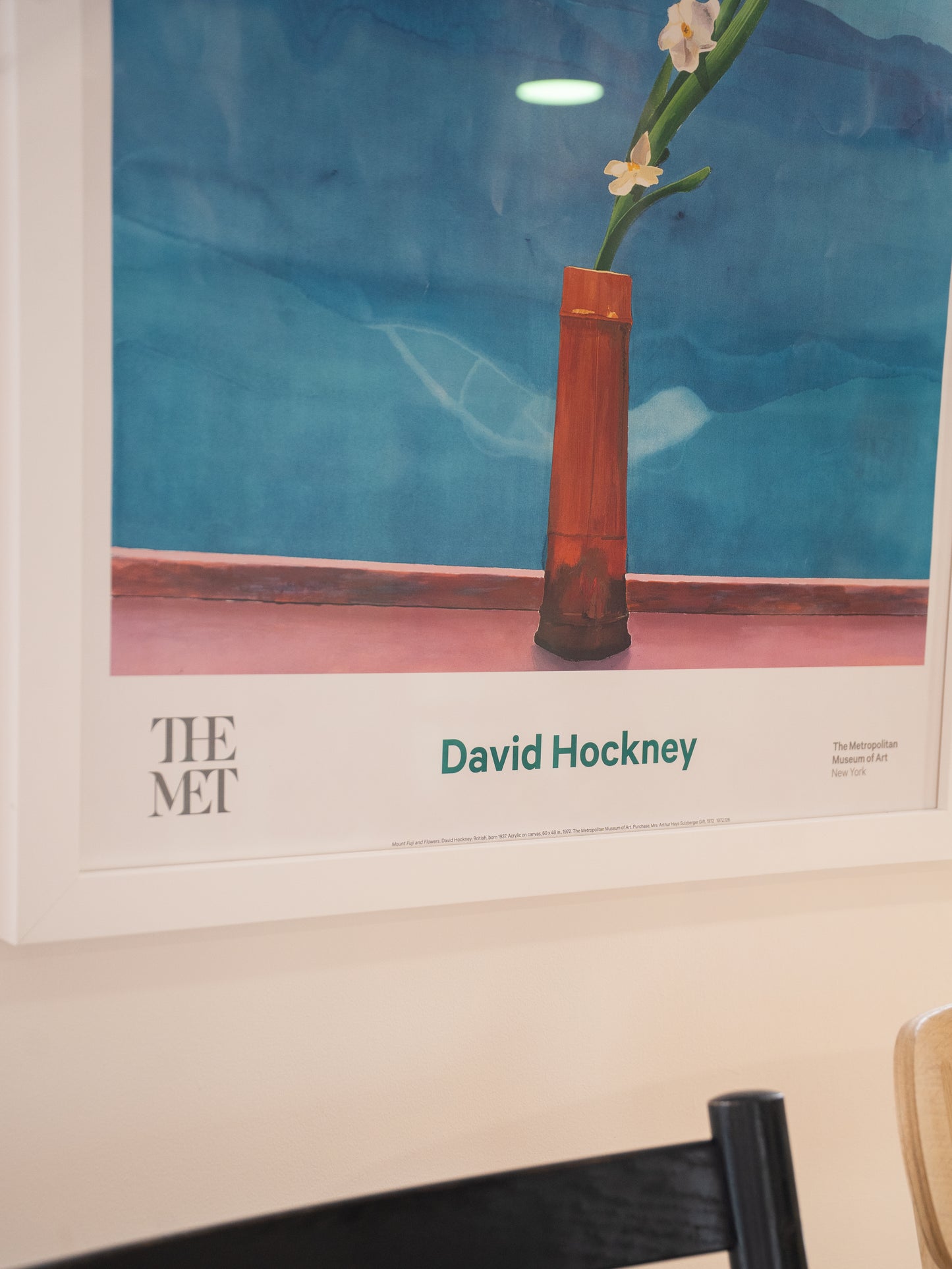 David Hockney off set lithograph  -  Mount Fuji & Flowers Original MET Gallery Poster (Framed)