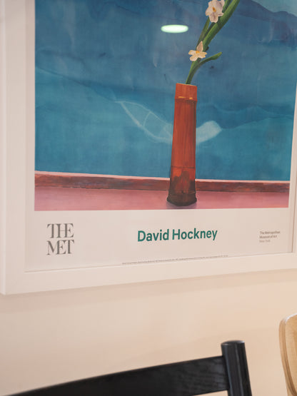 David Hockney off set lithograph  -  Mount Fuji & Flowers Original MET Gallery Poster (Framed)