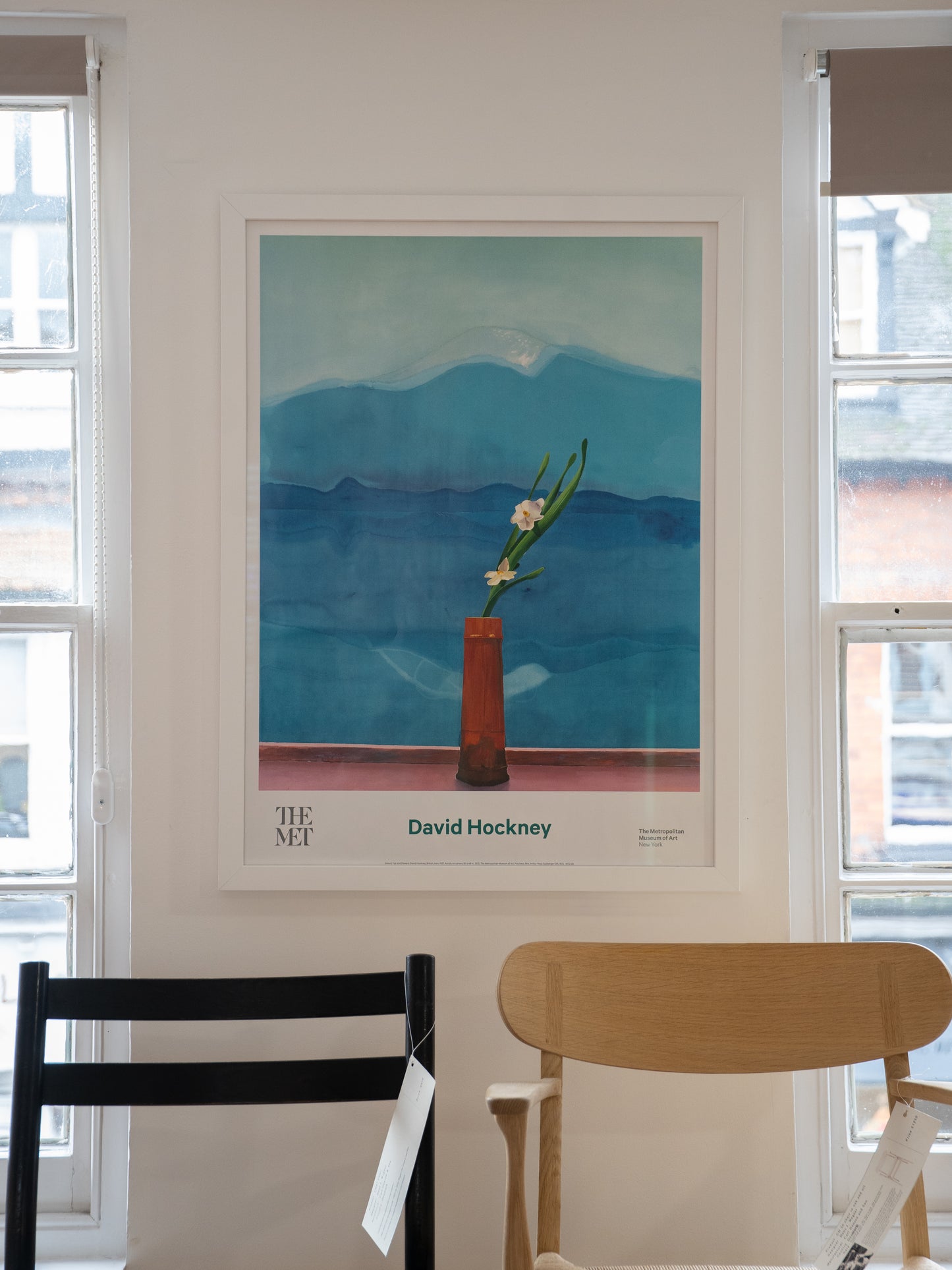 David Hockney off set lithograph  -  Mount Fuji & Flowers Original MET Gallery Poster (Framed)