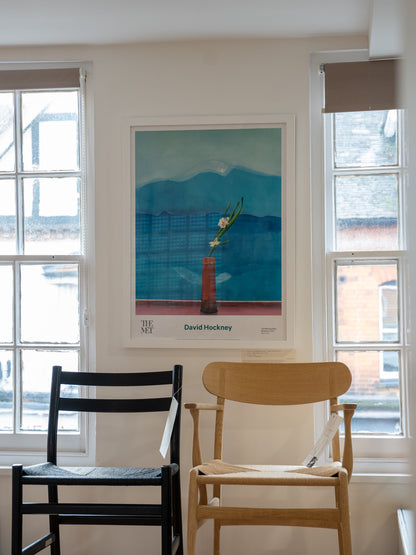 David Hockney off set lithograph  -  Mount Fuji & Flowers Original MET Gallery Poster (Framed)