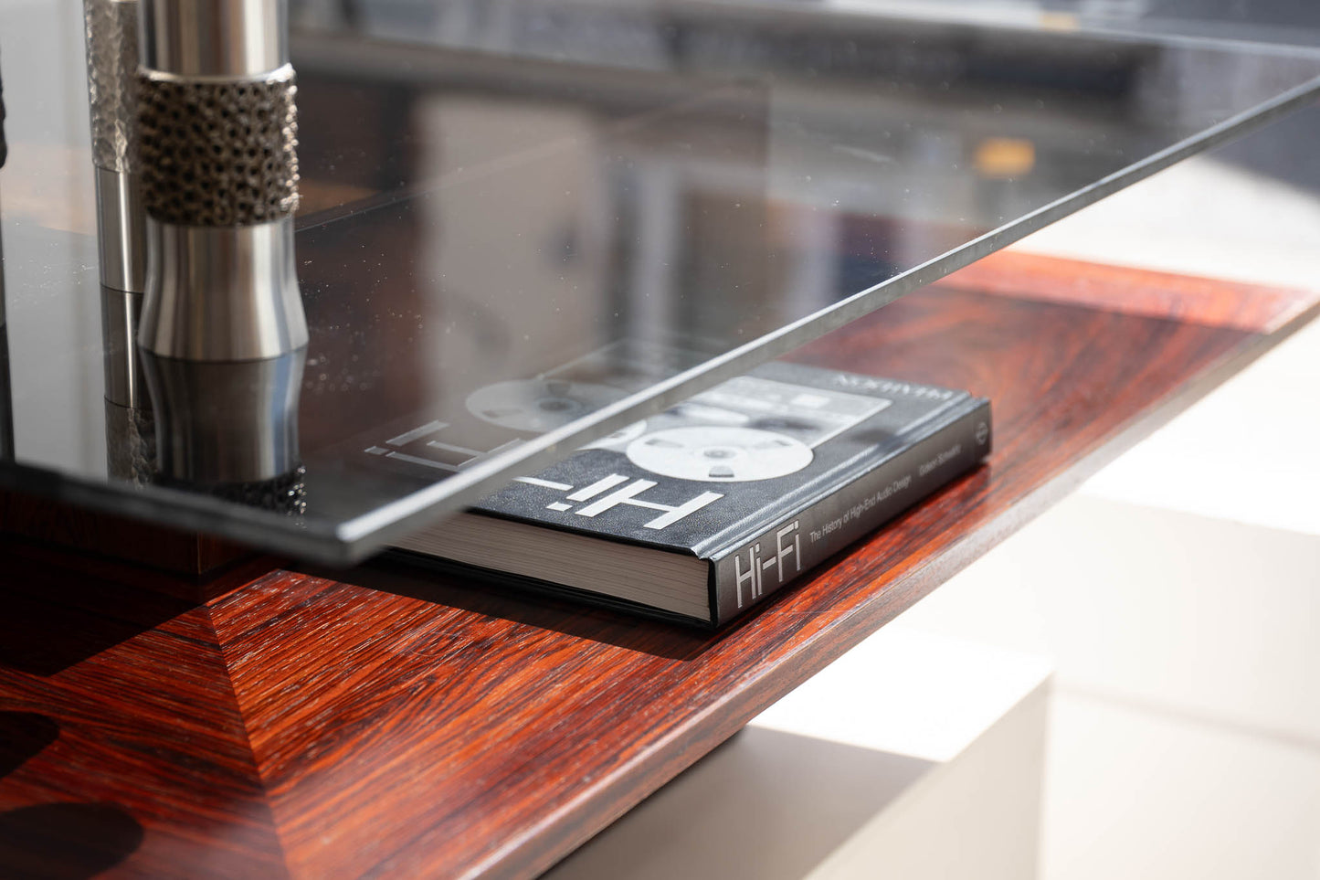 Brutalist Rosewood Coffee Table with Smoked Glass Top by Møbelintarsia, (60/70s) Denmark