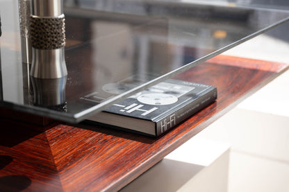 Brutalist Rosewood Coffee Table with Smoked Glass Top by Møbelintarsia, (60/70s) Denmark
