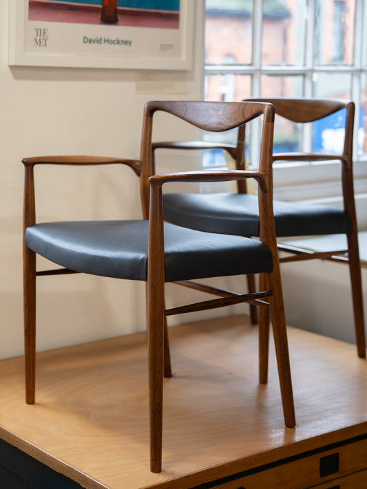 Pair of Rosewood Elbow Chairs/Carvers by Kai Lyngfeldt Larsen for Søren Willadsen Møbelfabrik (1960s Denmark