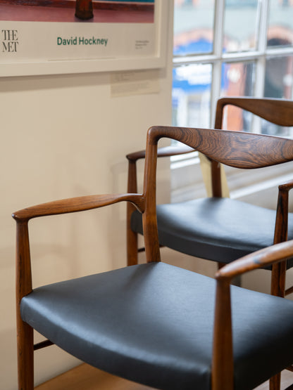 Pair of Rosewood Elbow Chairs/Carvers by Kai Lyngfeldt Larsen for Søren Willadsen Møbelfabrik (1960s Denmark