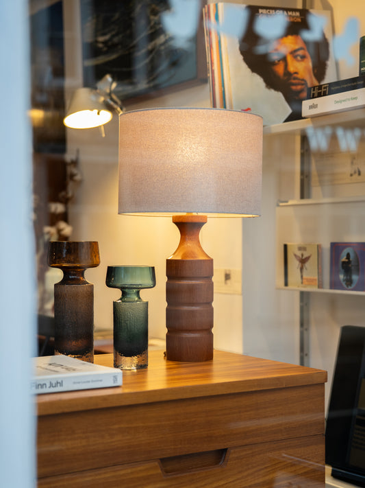Swedish Turned Wood Table Lamp (1960s