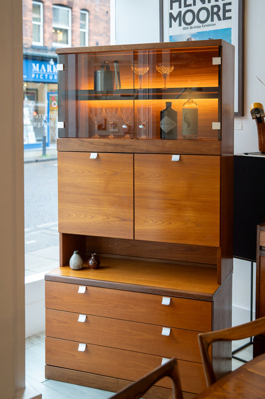 Illuminated Teak Display Cabinet, White and Newrton (UK) 1960s