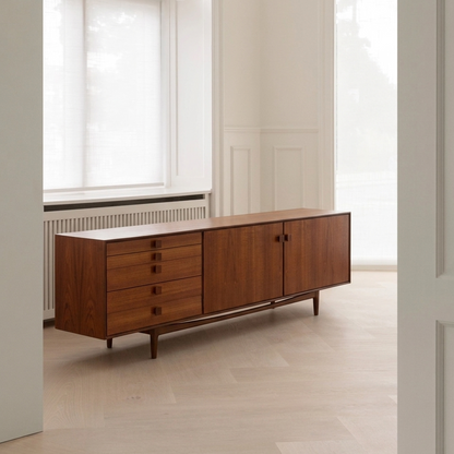Teak Five Drawer and Twin Cupboard Sideboard by Ib Koford Larsen for G-Plan, (1960s)