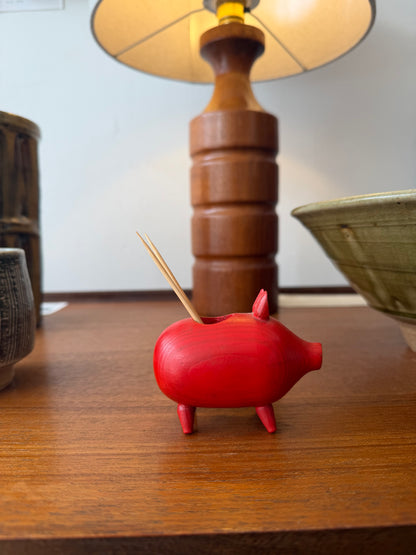 Vintage Wooden Pig Toothpick Holder by Aarika (Finland)