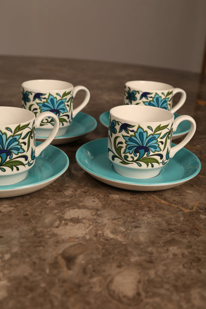 A midwinter pottery coffee set in 'Spanish Garden' pattern by Jesse Tait (1960s)