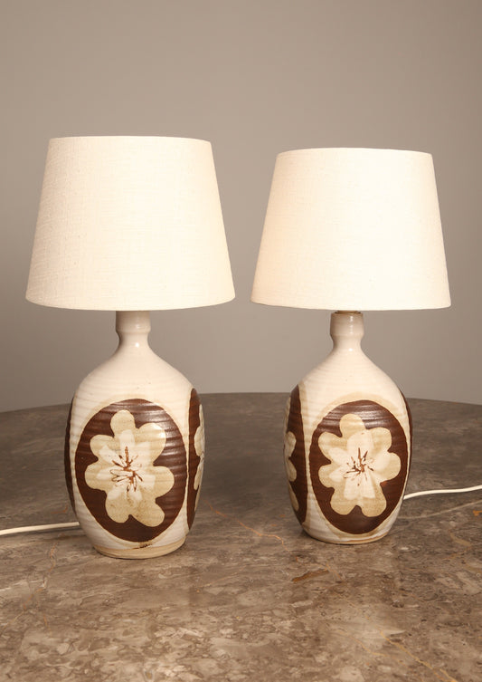 Studio pottery lamps with shades by Marianne De Trey (1960s)