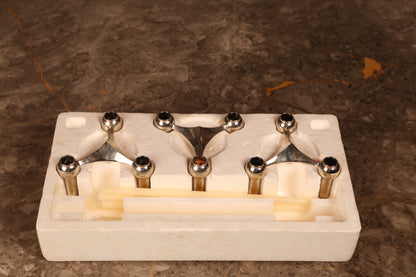A boxed 3 piece set of chrome plated model S22 candle holders (Germany) 1960s