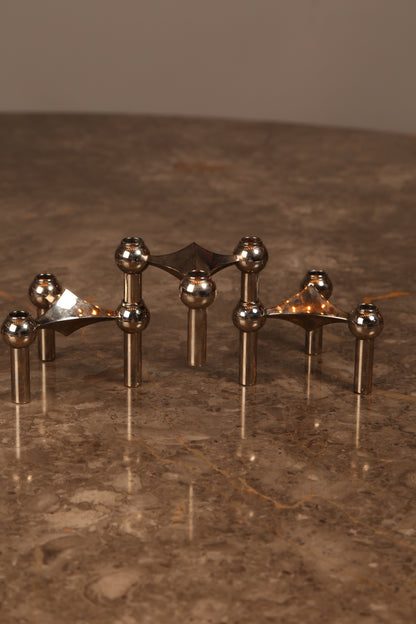 A boxed 3 piece set of chrome plated model S22 candle holders (Germany) 1960s