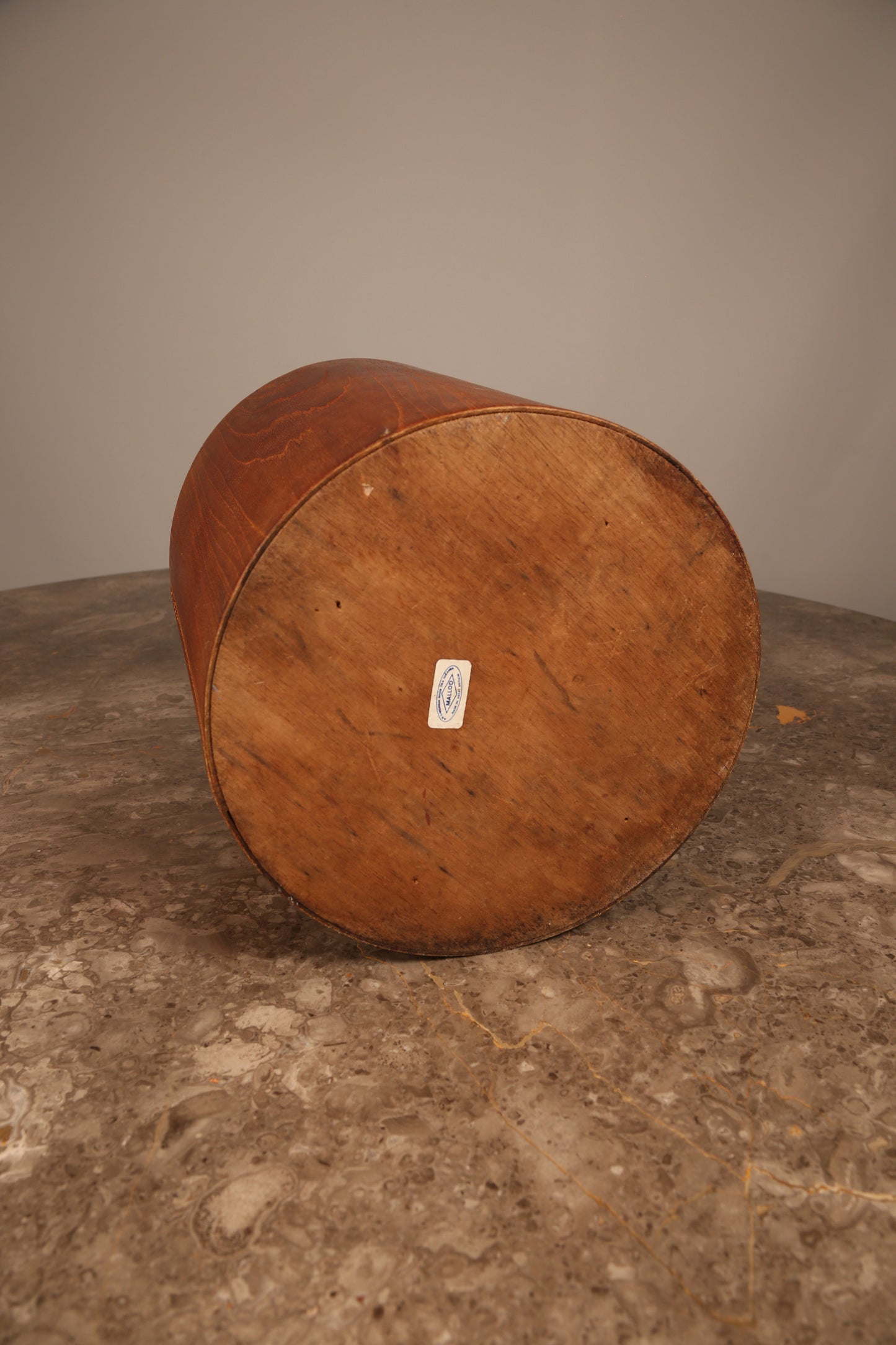 A Mallod 1960s teak plywood waste bin