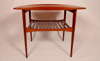 A Tove and Edvard Kindt Larsen Teak Side Table with magazine rack (1950s) Denmark