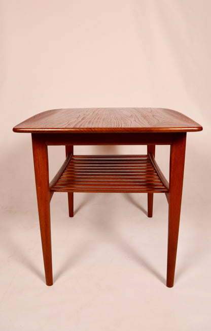 A Tove and Edvard Kindt Larsen Teak Side Table with magazine rack (1950s) Denmark