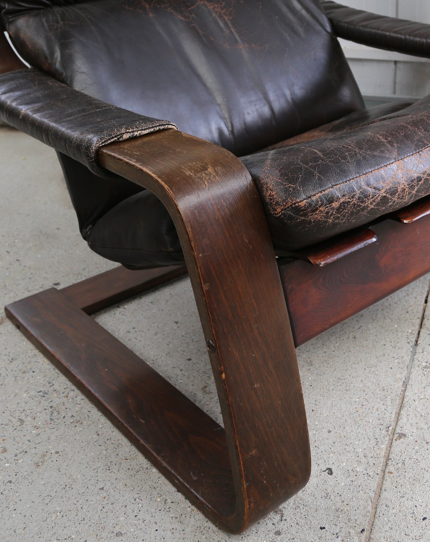 Bentwood and Leather Lounge Chair, (1970s) Denmark