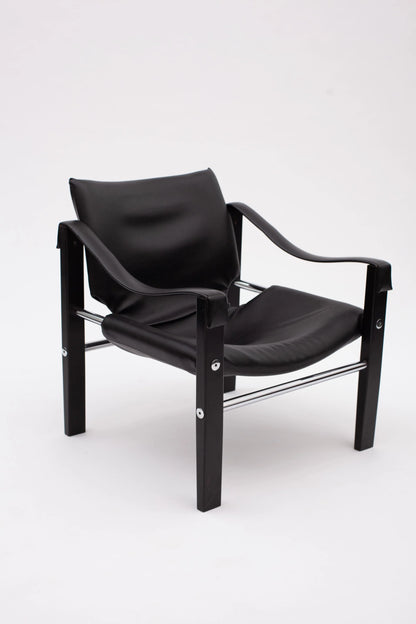 'Safari' Ebonised Armchair and Matching Footstool by Maurice Burke for Arkana, (1960s) UK
