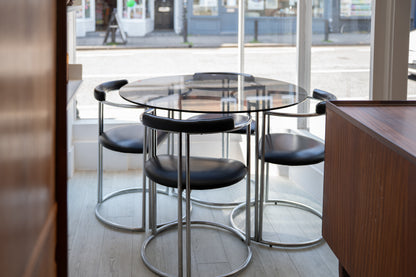 ON HOLD Italian Smoked Glass & Chrome Dining Set by La Metal Arredo Paderno D. Milano, Italy (1970s)