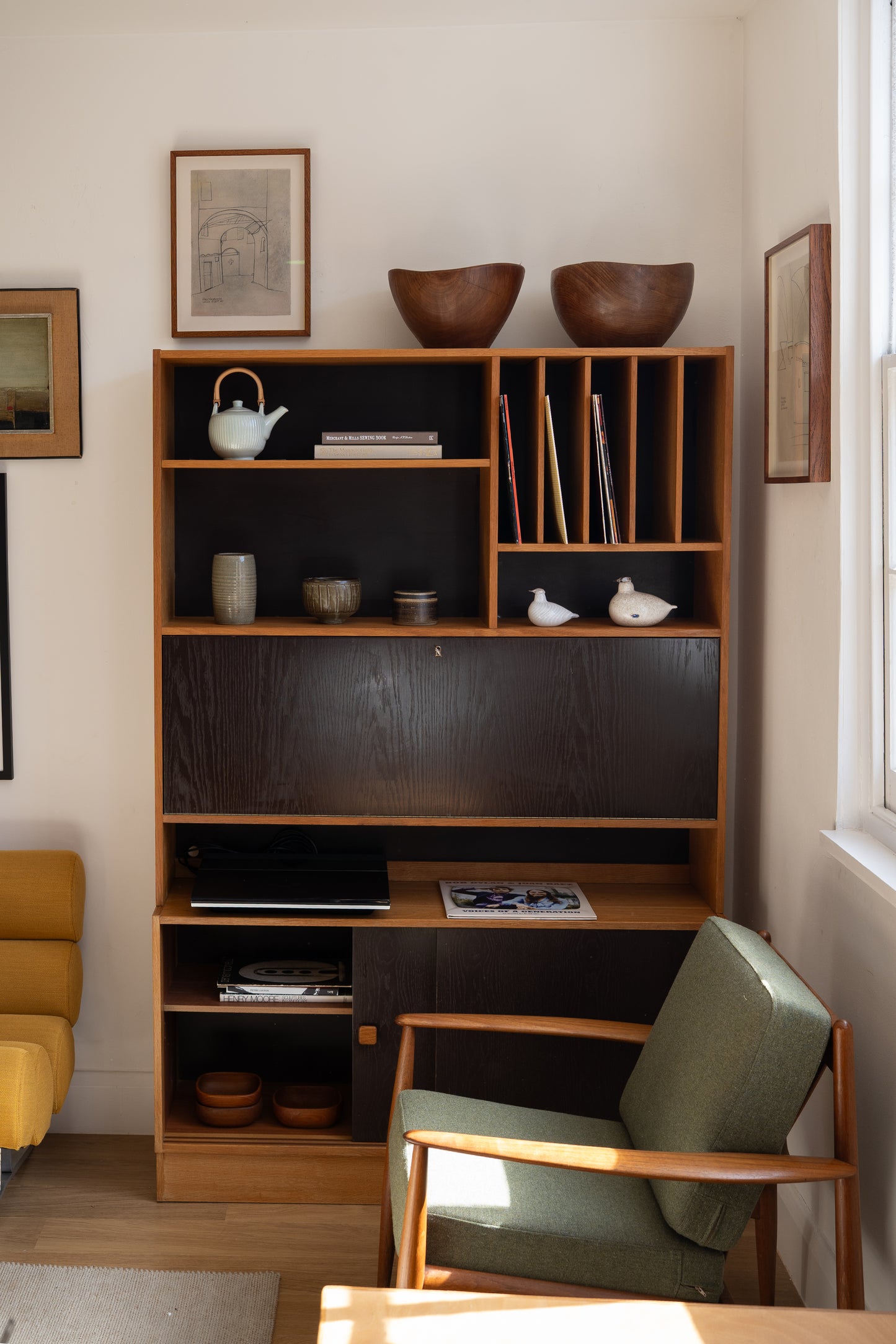 Teak and Painted Wooden Cabinet Domino Møbler, Denmark (1960s)
