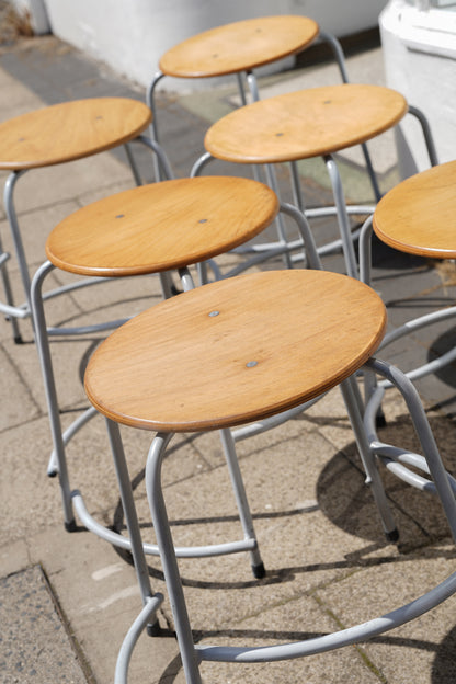Vintage Wood and Steel Stool by MH Stalmøbler, Denmark (1960s) 6 Available