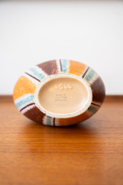 '4044' West German Organic Shaped Striped Ceramic Vase by Zell Schmider (1960s) Germany