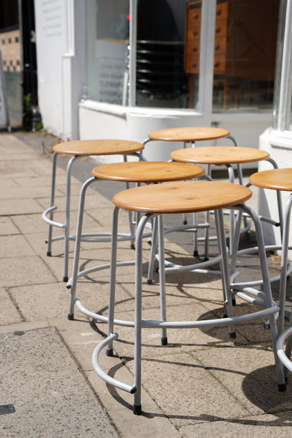 Vintage Wood and Steel Stool by MH Stalmøbler, Denmark (1960s) 6 Available