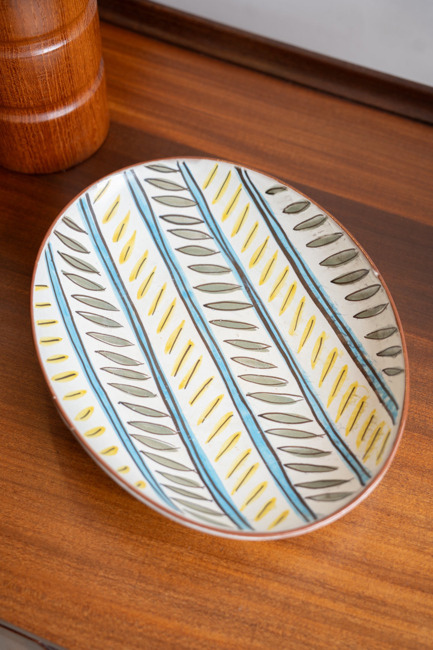 1950s Hand Painted Ceramic Charger