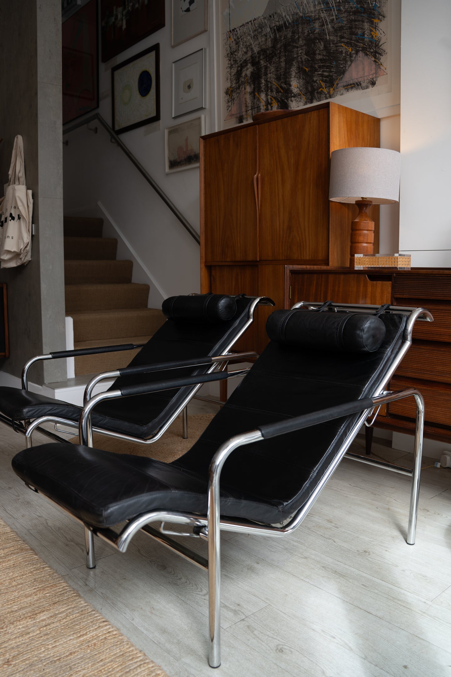 Pair of Genni Armchairs and Footstool, by Gabriele Mucchi for Zanota