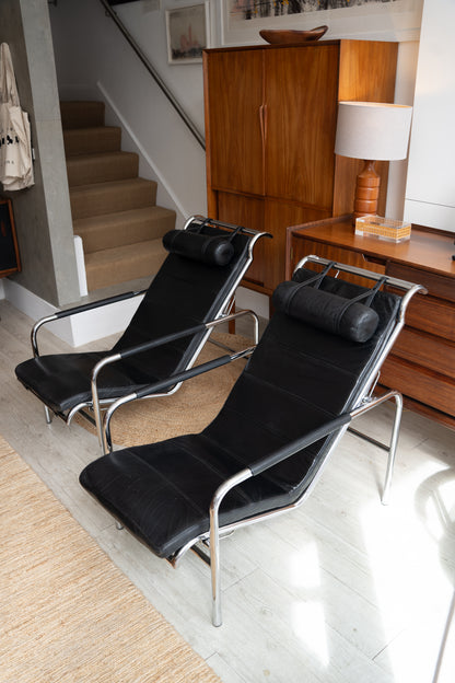 Pair of Genni Armchairs and Footstool, by Gabriele Mucchi for Zanota