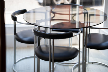 ON HOLD Italian Smoked Glass & Chrome Dining Set by La Metal Arredo Paderno D. Milano, Italy (1970s)