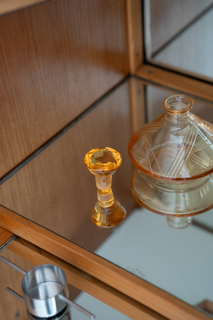 1940s Etched Amber Glass Perfume Bottle
