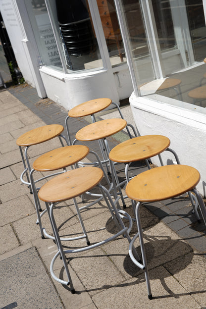Vintage Wood and Steel Stool by MH Stalmøbler, Denmark (1960s) 6 Available
