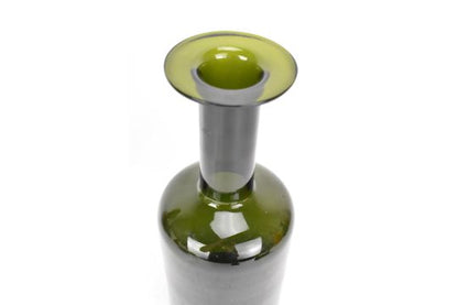 ‘Gulvvase’ Glass Bottle in Green by Otto Brauer, (1960s) Denmark