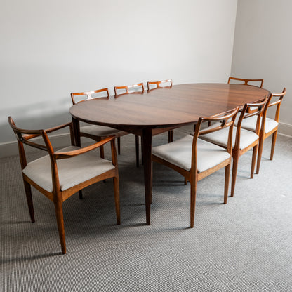 Brazilian Rosewood Extending Table by Henry Rosengren Hansen for Brande Møbelindustri, (1960s) Denmark
