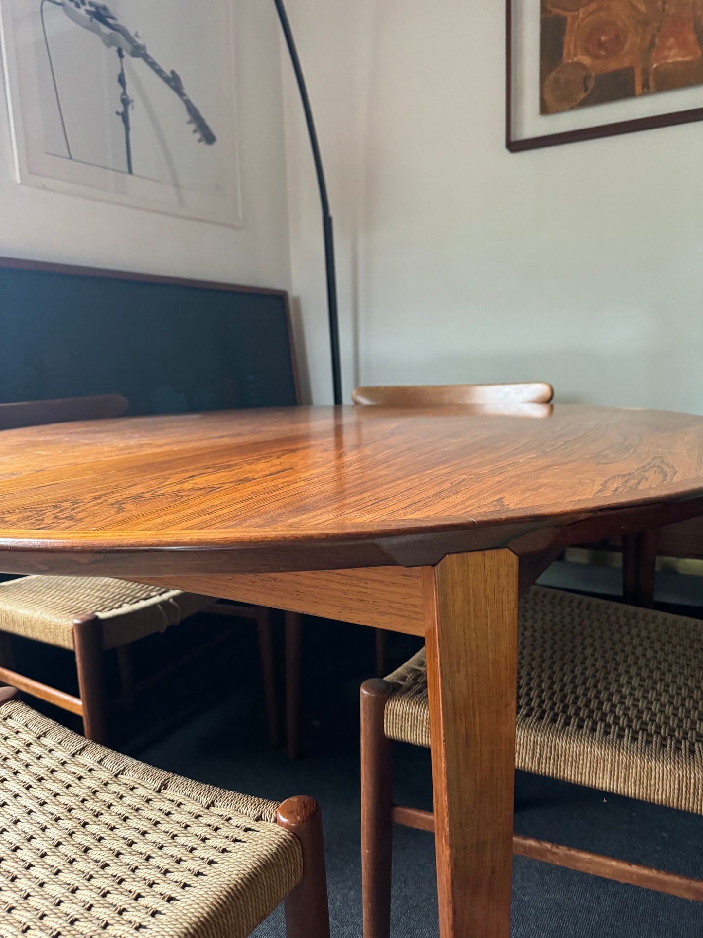 Brazilian Rosewood Extending Table by Henry Rosengren Hansen for Brande Møbelindustri, (1960s) Denmark