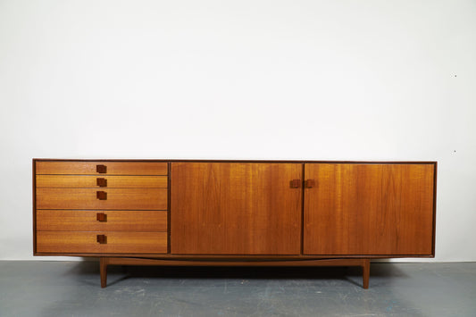 Teak Five Drawer and Twin Cupboard Sideboard by Ib Koford Larsen for G-Plan, (1960s)