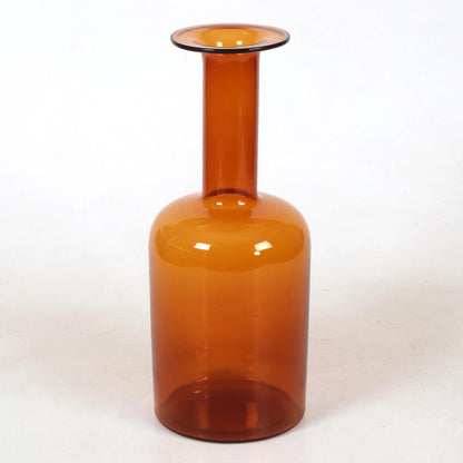 Large ‘Gulvvase’ Glass Bottle in Orange by Otto Brauer, (1960s) Denmark
