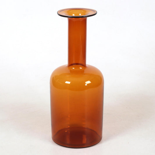 Large ‘Gulvvase’ Glass Bottle in Orange by Otto Brauer, (1960s) Denmark