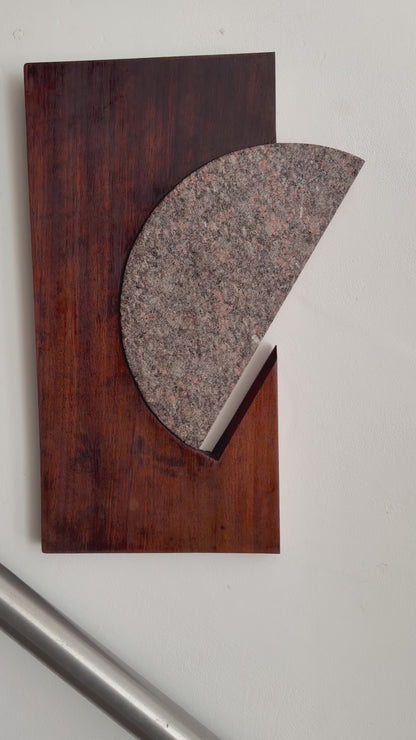 1960s Mahogany & Granite Wall Sculpture