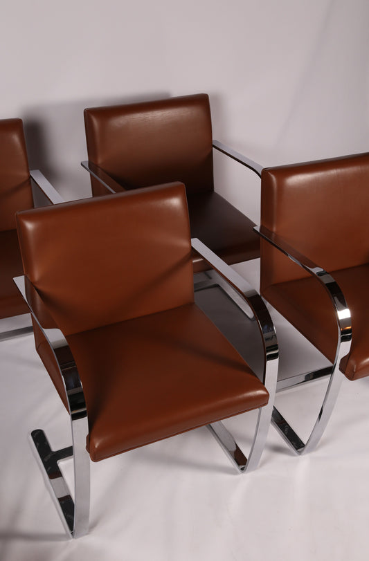 Brno chair in Tan Leather by Mies van der Rohe for Knoll - 4 available