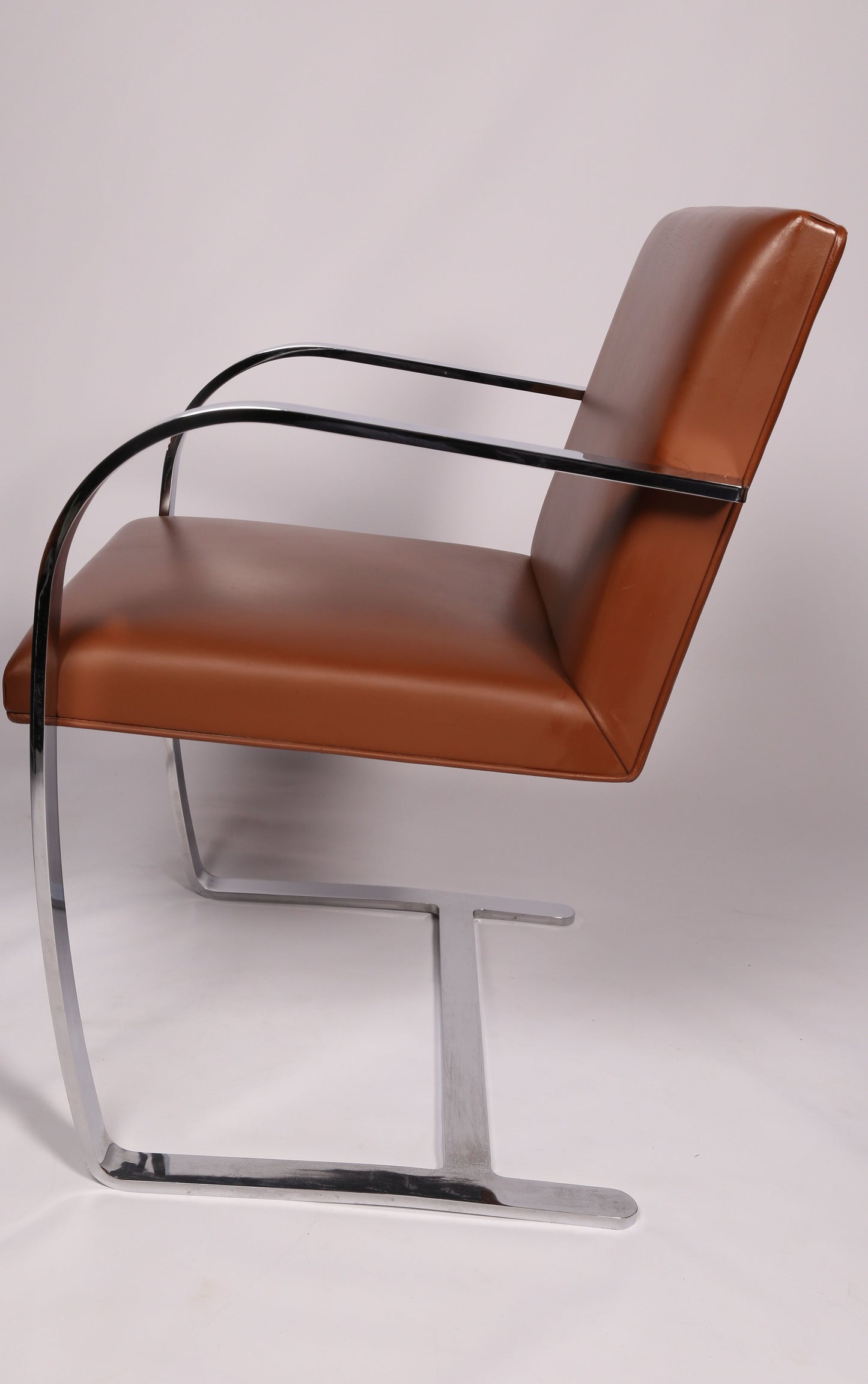 4 Brno chairs in Tan Leather by Mies van der Rohe for Knoll